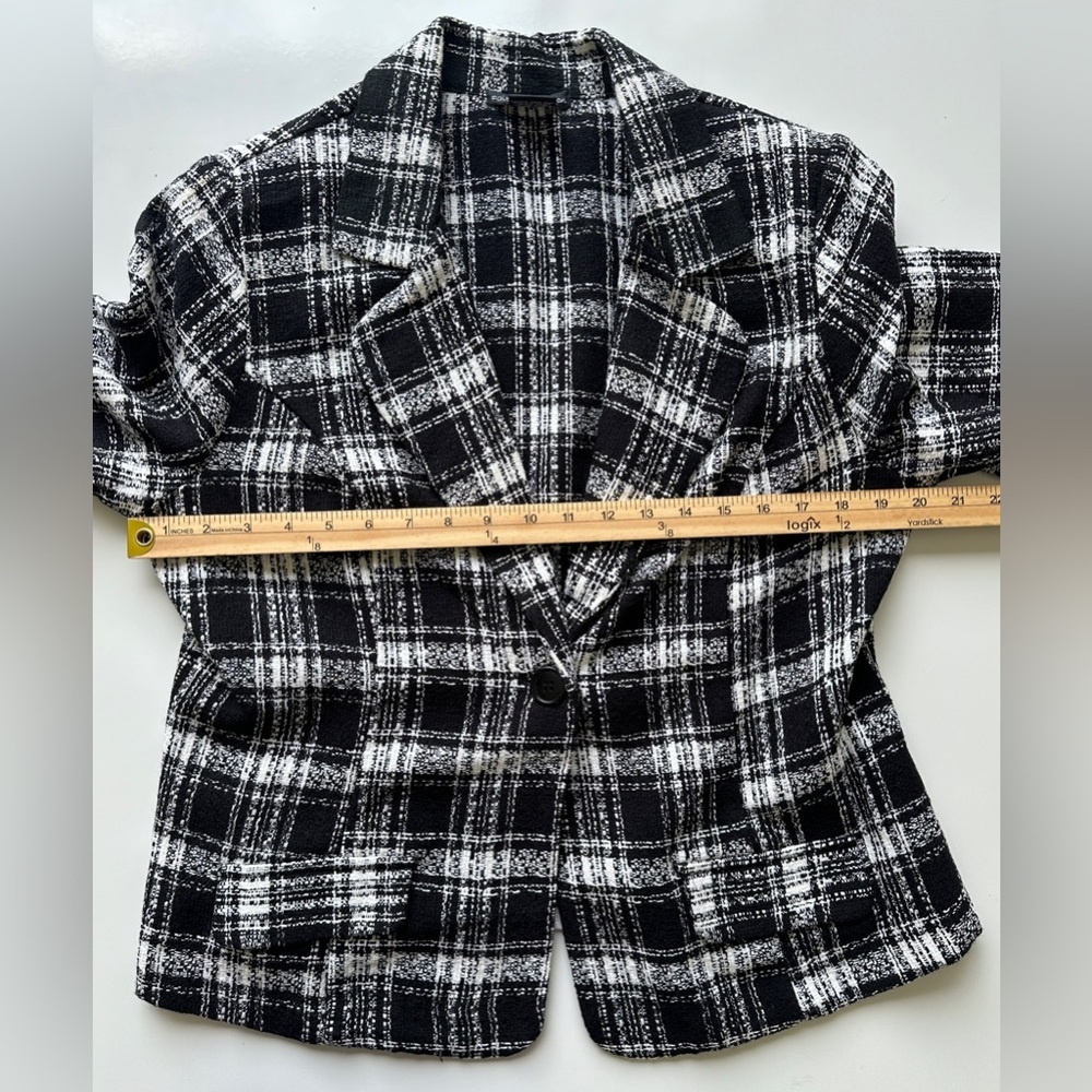 Faith Love Passion Black White Plaid Professional Blazer Jacket Juniors Plus 1X - Picture 4 of 5